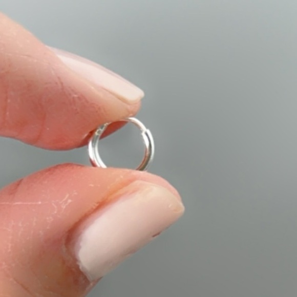Sterling Silver Tiny Hoop Earrings 8mm Small Minimalist Cartilage - Picture 7 of 8